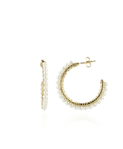 Lott. Gioielli Oorbellen Cl Hoop With Pear Off White*Dames Sieraden