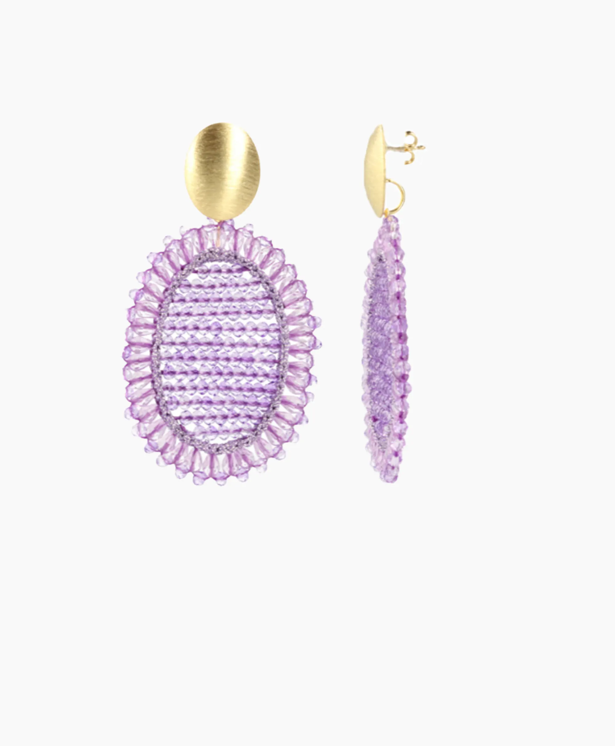 Lott. Gioielli Oorbellen Ce Si Filled Oval Double Paars*Dames Sieraden