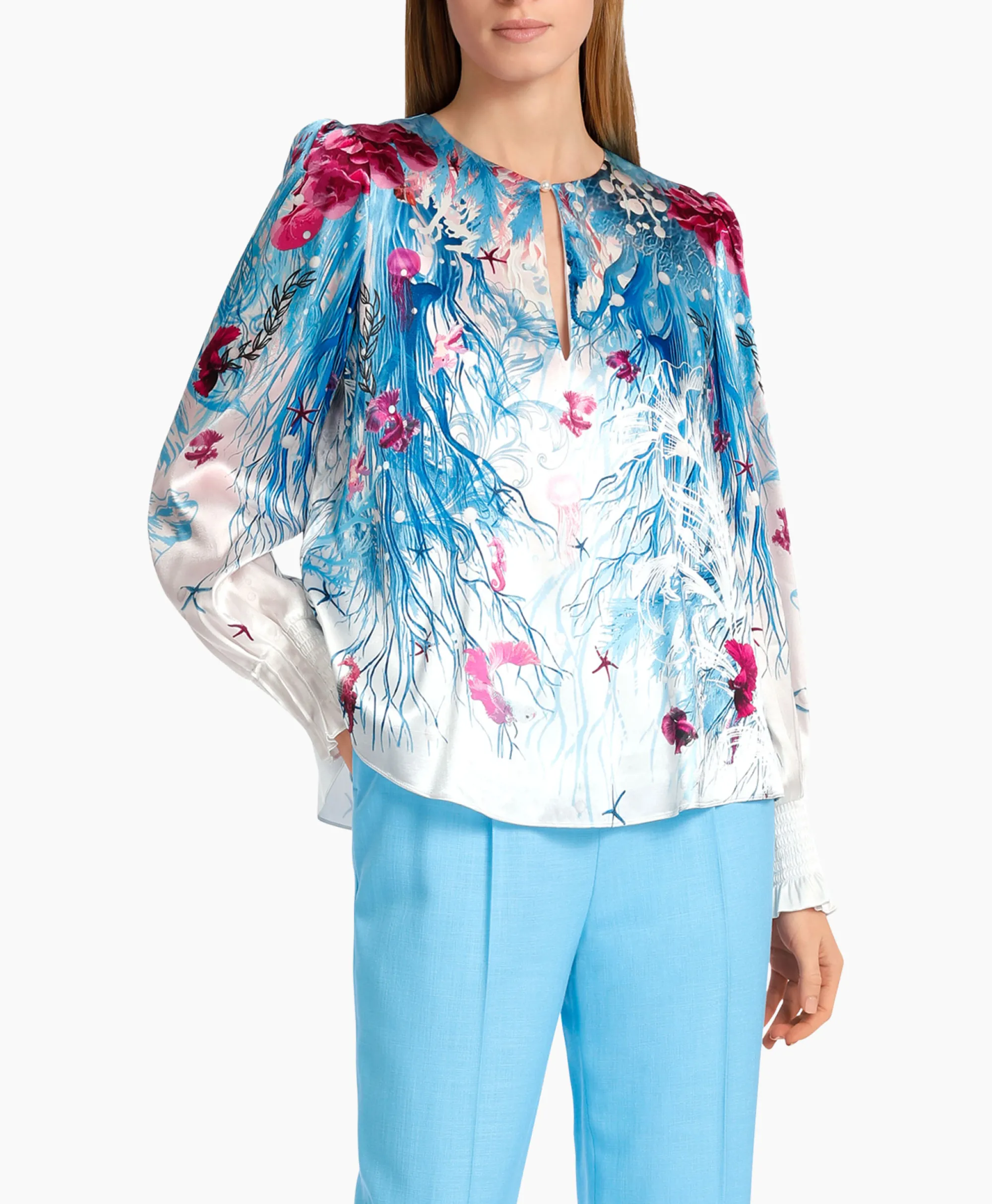 Marccain Collectie Blouse Wc 51.47 W89 Aqua*Dames Blouses