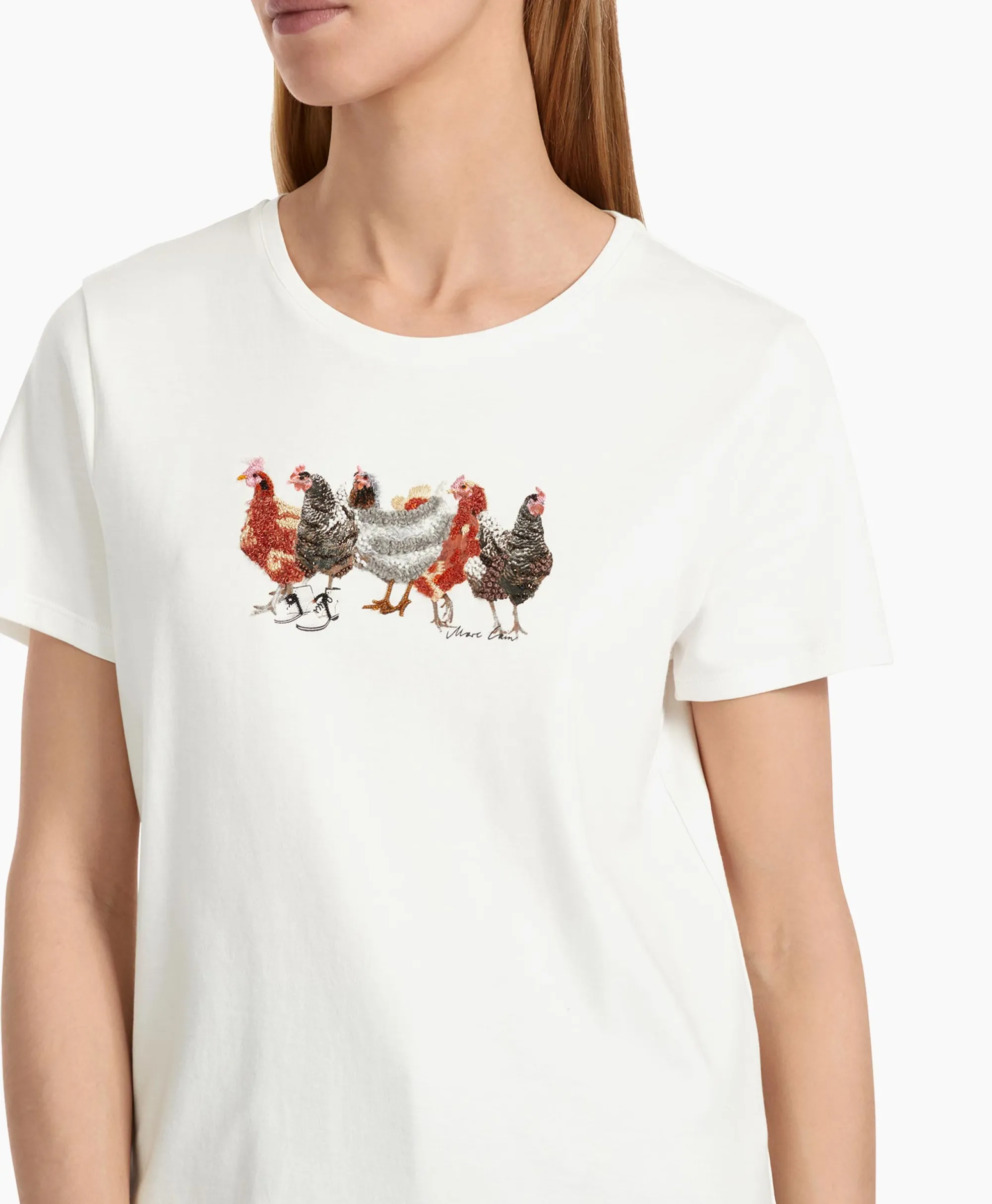 Marccain Collectie T-Shirt Vc 48.32 J66 Off White*Dames T-Shirts & Tops