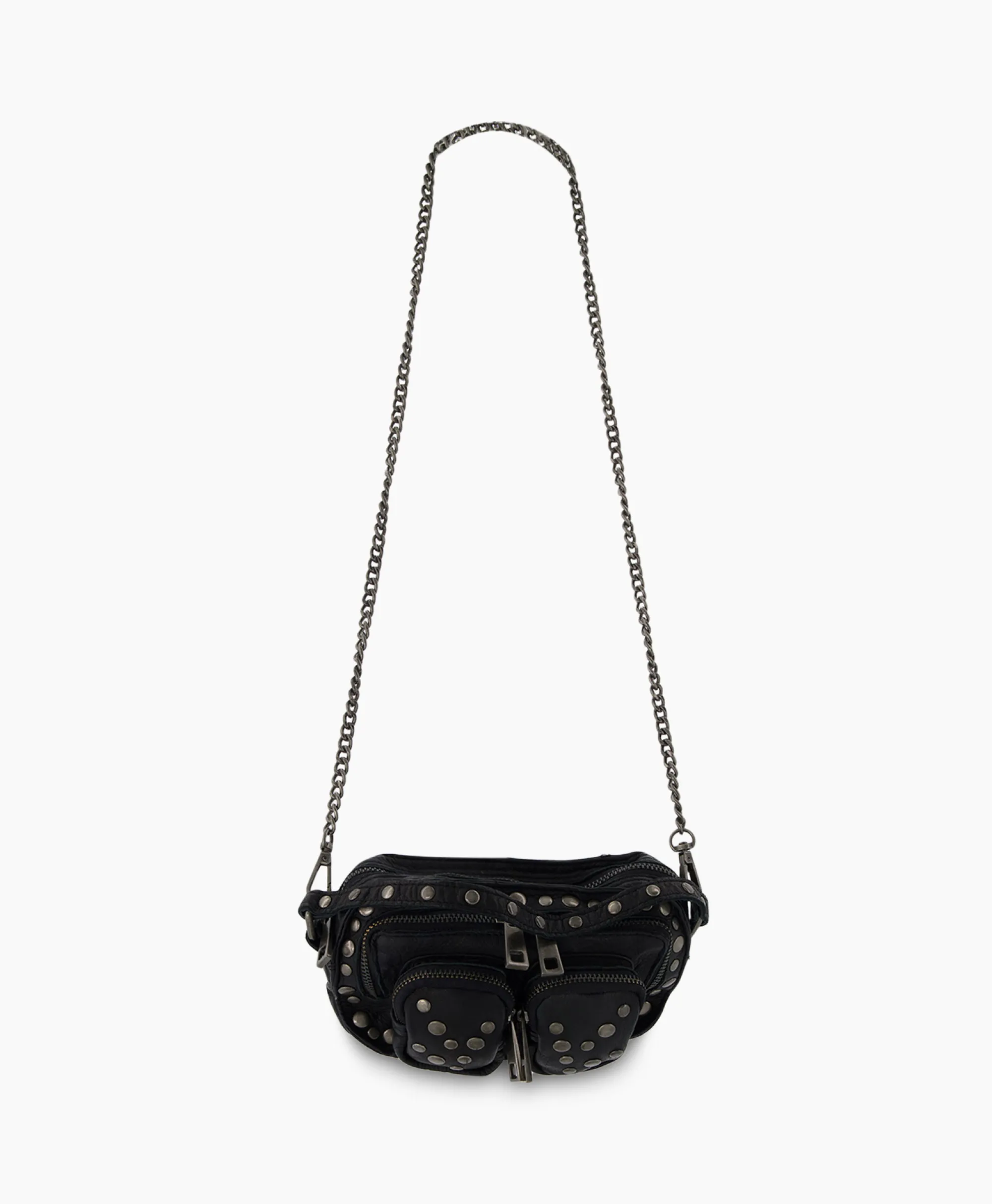 Nunoo Bags Crossbody Tas Helena Rivet Washed Black Zwart*Dames Tassen