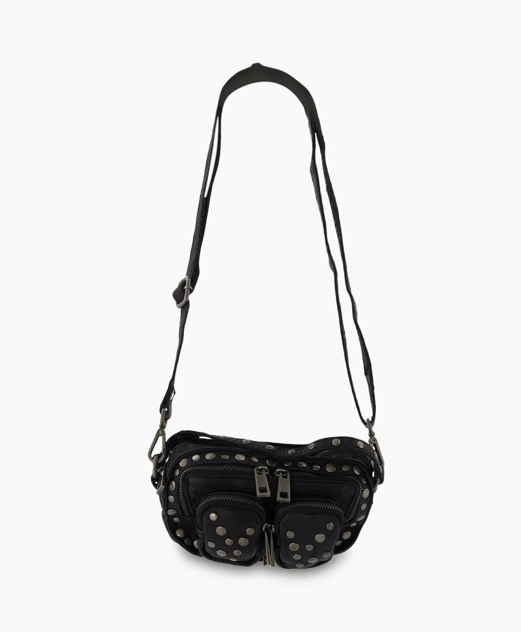Nunoo Bags Crossbody Tas Helena Rivet Washed Black Zwart*Dames Tassen