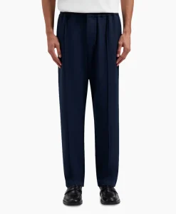 Olaf Hussein Pantalon Pintuck Donker Blauw*Heren Broeken