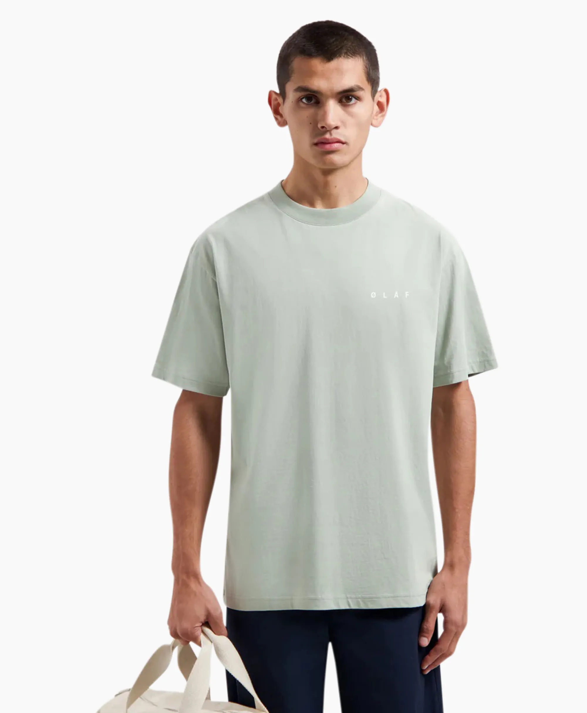 Olaf Hussein T-Shirt Korte Mouw Pixelated Face Groen*Heren T-Shirts