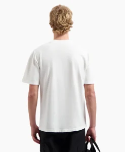 Olaf Hussein T-Shirt Korte Mouw Watercolor Logo Slub Off White*Heren T-Shirts