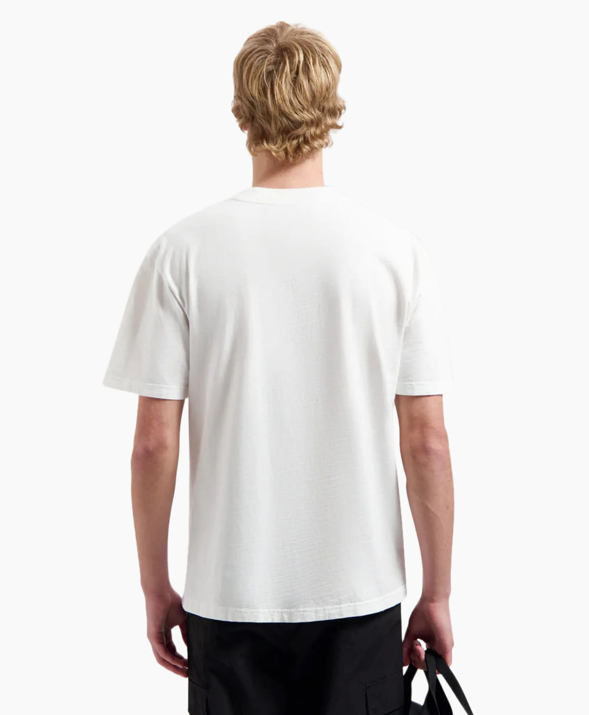 Olaf Hussein T-Shirt Korte Mouw Watercolor Logo Slub Off White*Heren T-Shirts