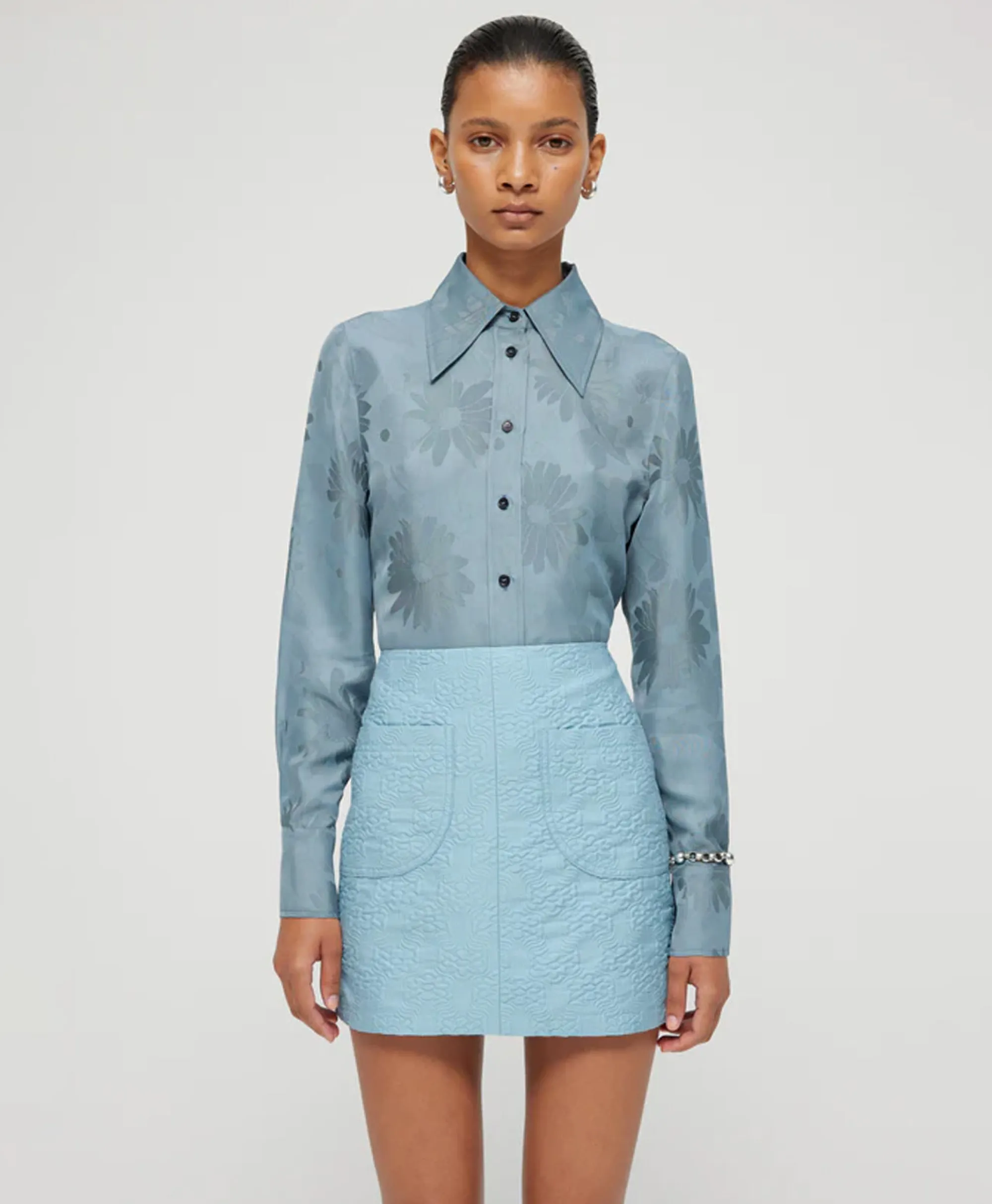 Róhe Rohe Minirok Short Jacquard Skirt Blauw*Dames Rokken