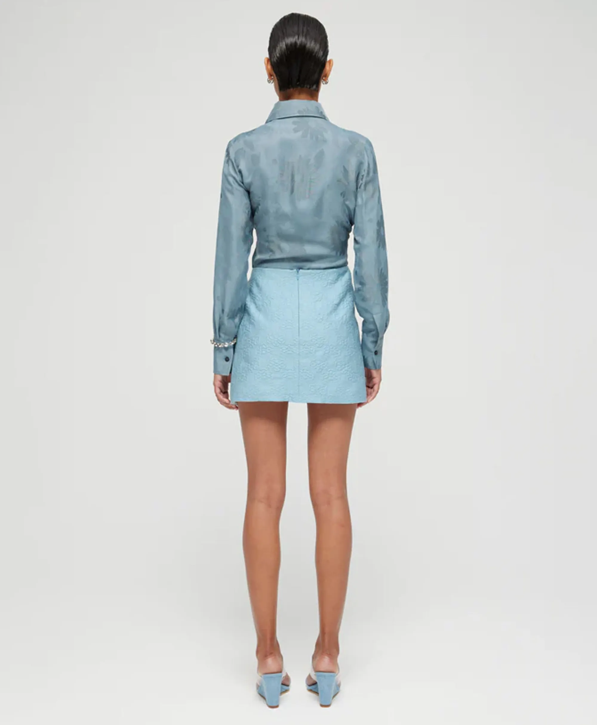 Róhe Rohe Minirok Short Jacquard Skirt Blauw*Dames Rokken