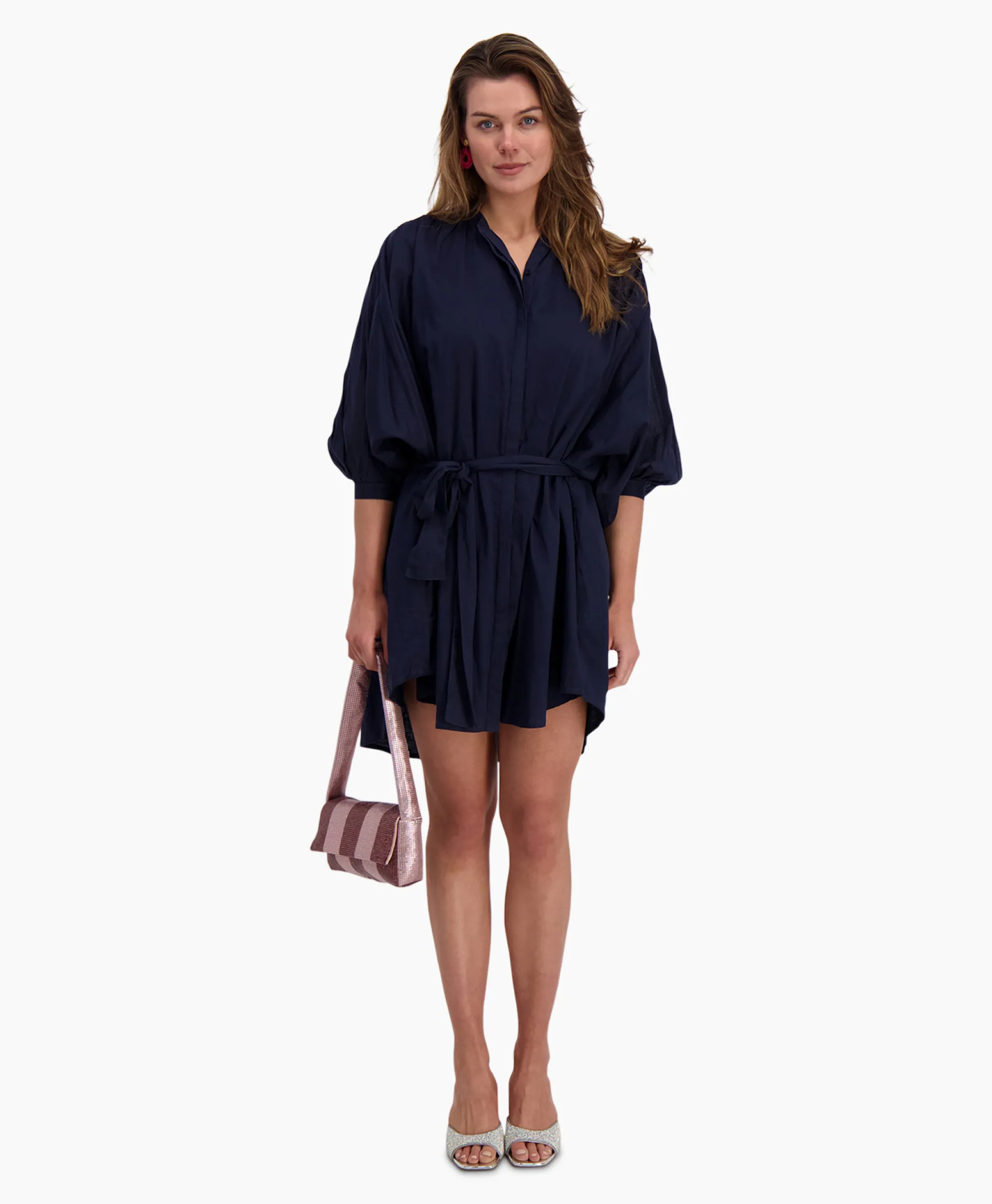 Sea Me Happy Mini Jurk Balloon Short Double Layered Donker Blauw*Dames Jurken