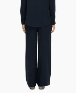 Selected Femme Broek Viva-Gulia Mw Long Linen Pant No Donker Blauw*Dames Broeken