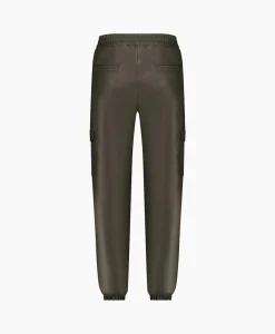 Studio Anneloes Broek Evi Leather Cargo Trousers Bruin Dessin*Dames Broeken
