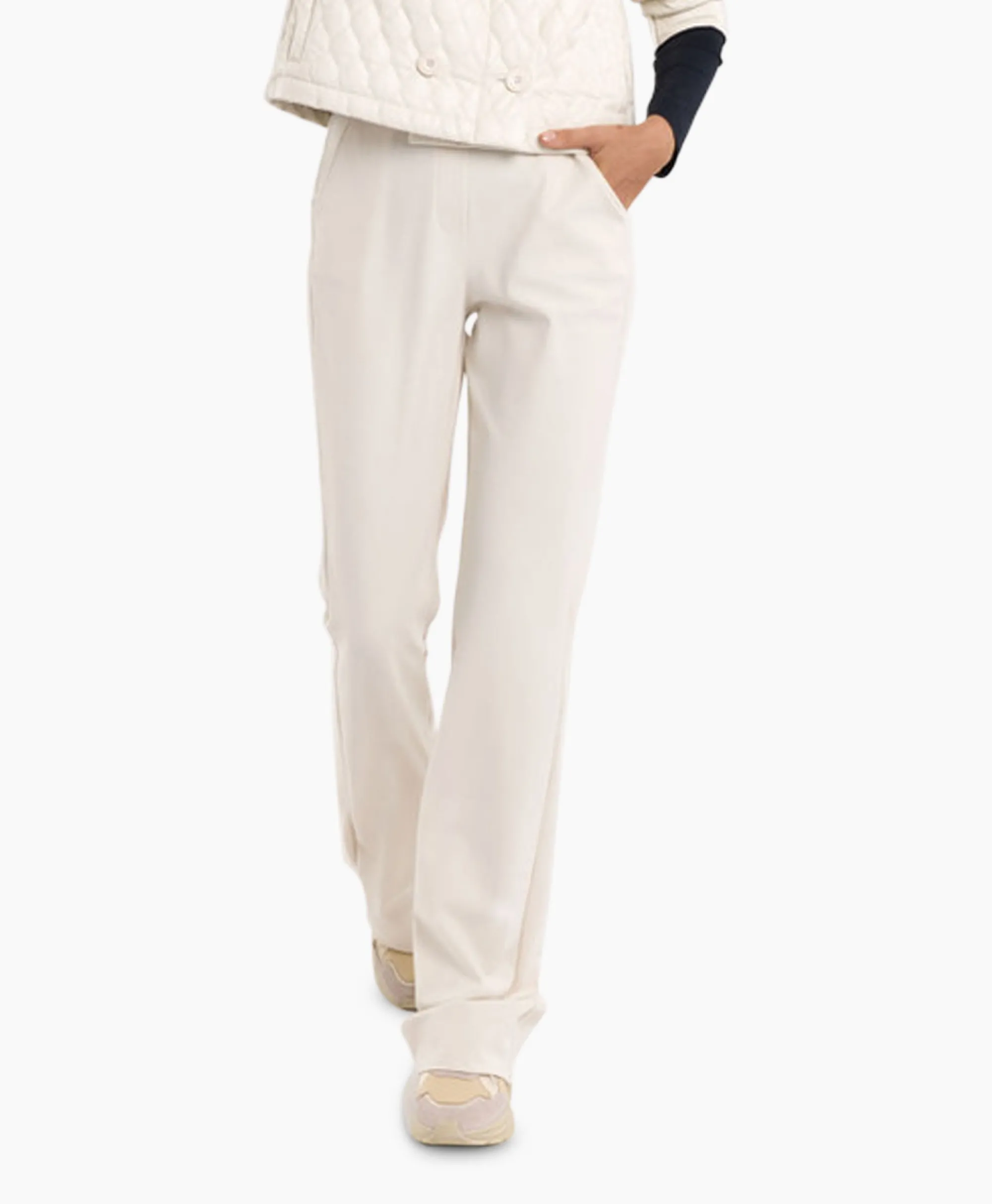Studio Anneloes Broek Flair Long Shiny Bnd Trousers Off White*Dames Broeken