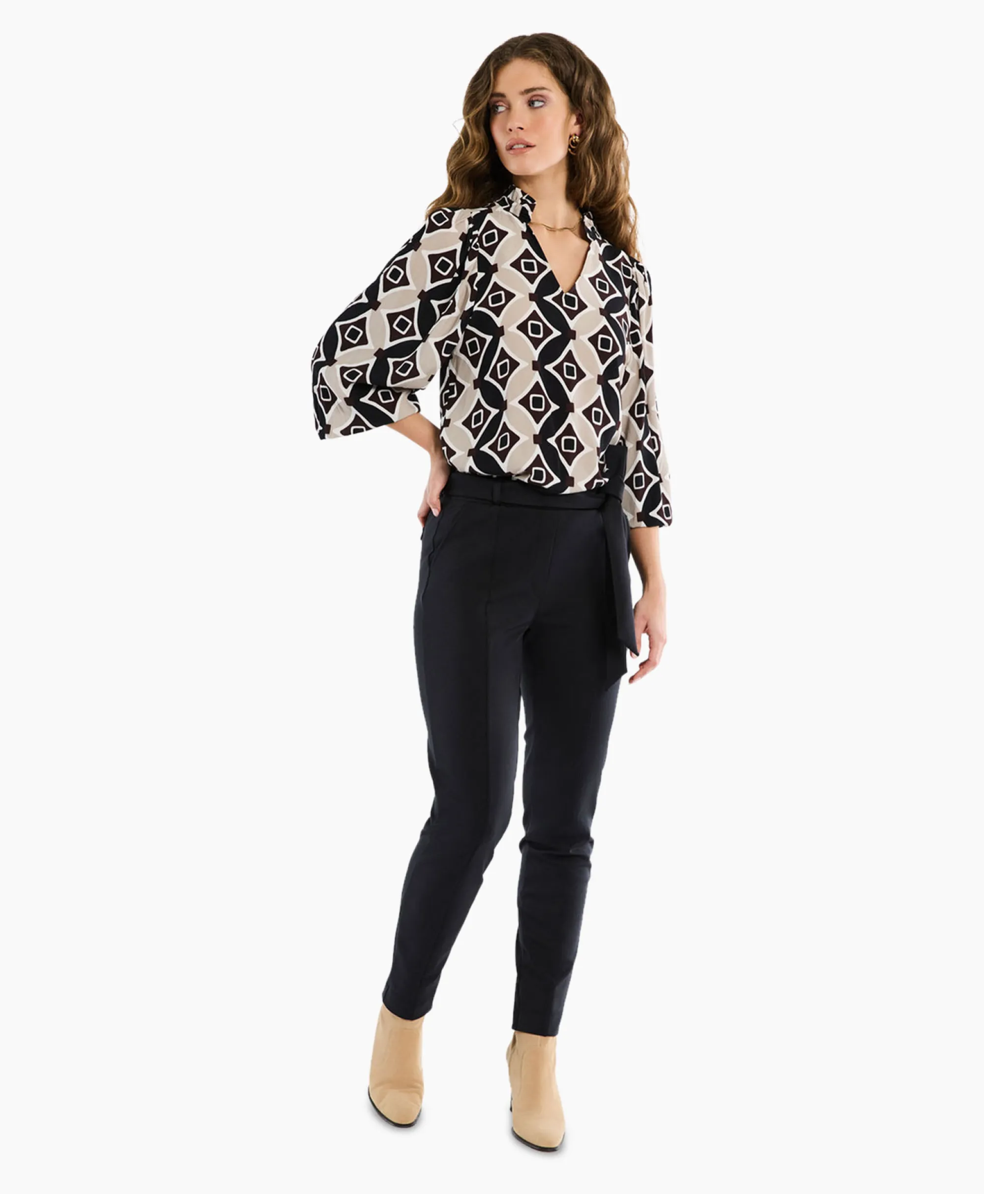 Studio Anneloes Broek Katlyn Shiny Bnd Trousers Zwart*Dames Broeken