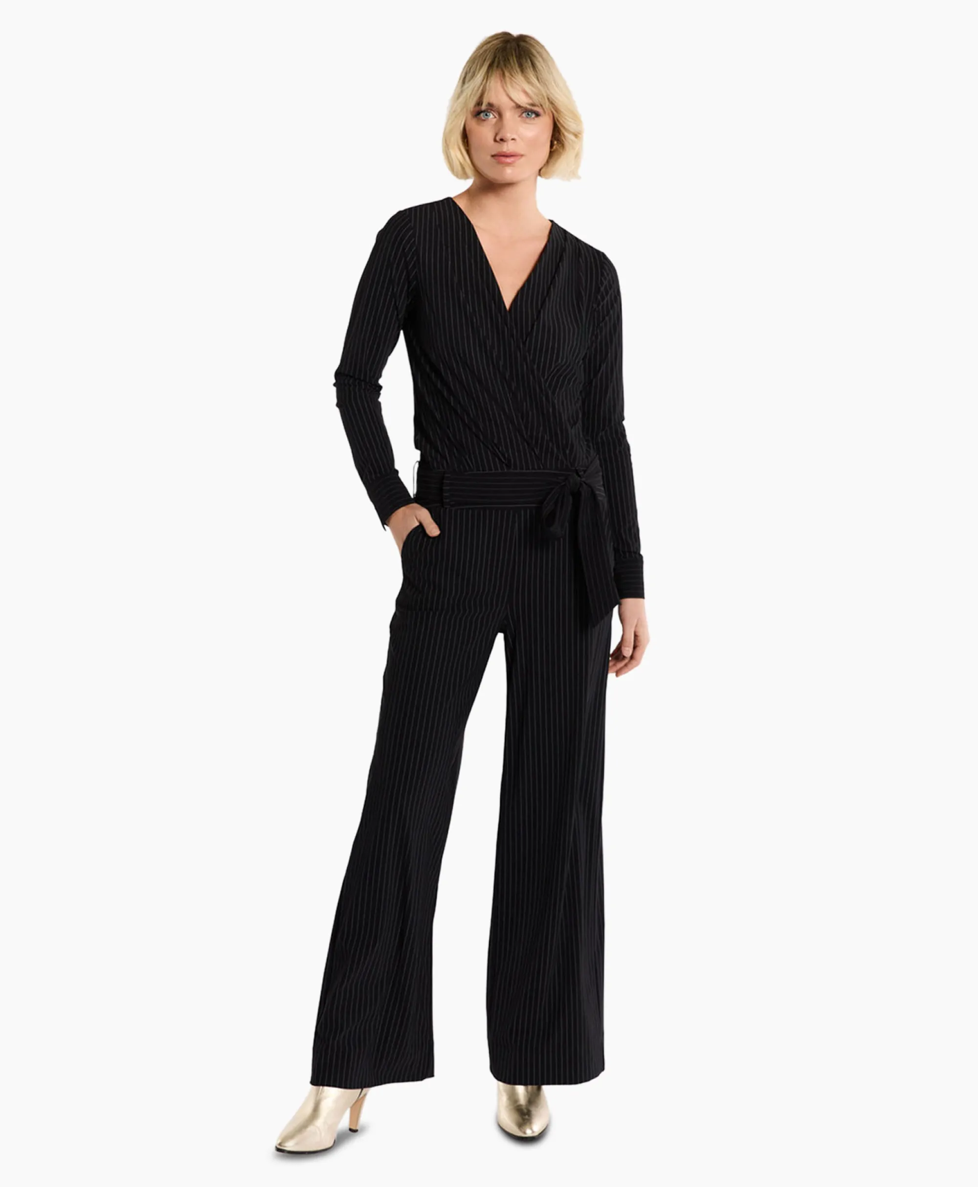 Studio Anneloes Jumpsuit Malia Pinstripe Zwart Dessin*Dames Jumpsuits