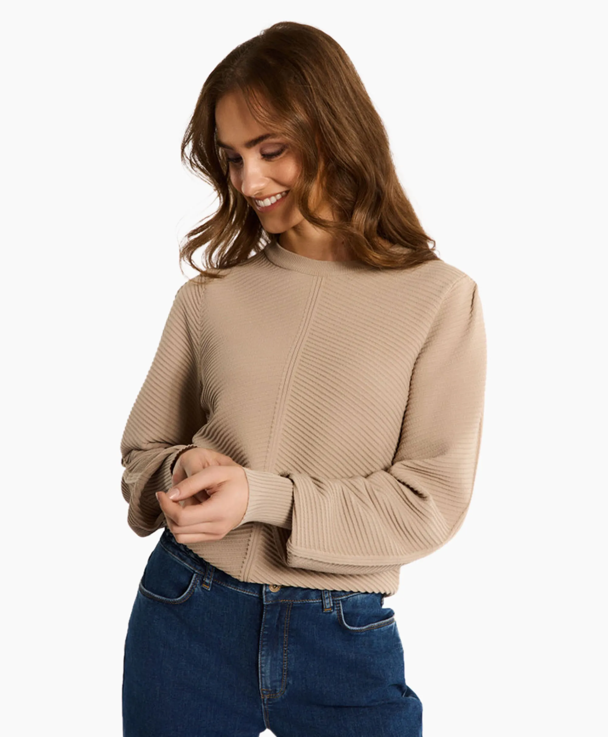 Studio Anneloes Pullover Erika Rib Zand*Dames Truien