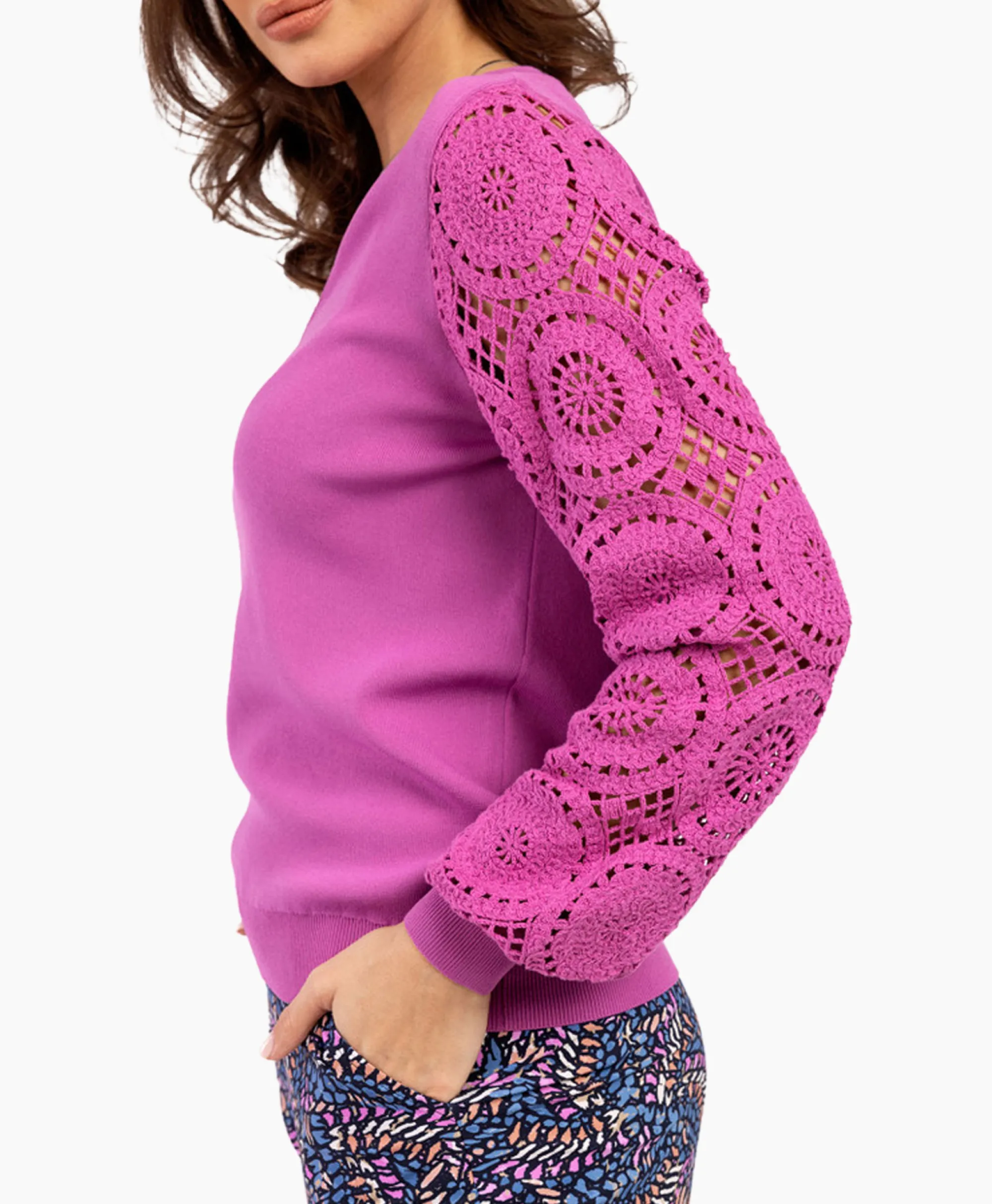 Studio Anneloes Pullover Dinah Crochet Roze*Dames Truien