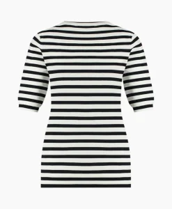 Studio Anneloes Pullover Luna Stripe Short Slv Ecru*Dames Truien