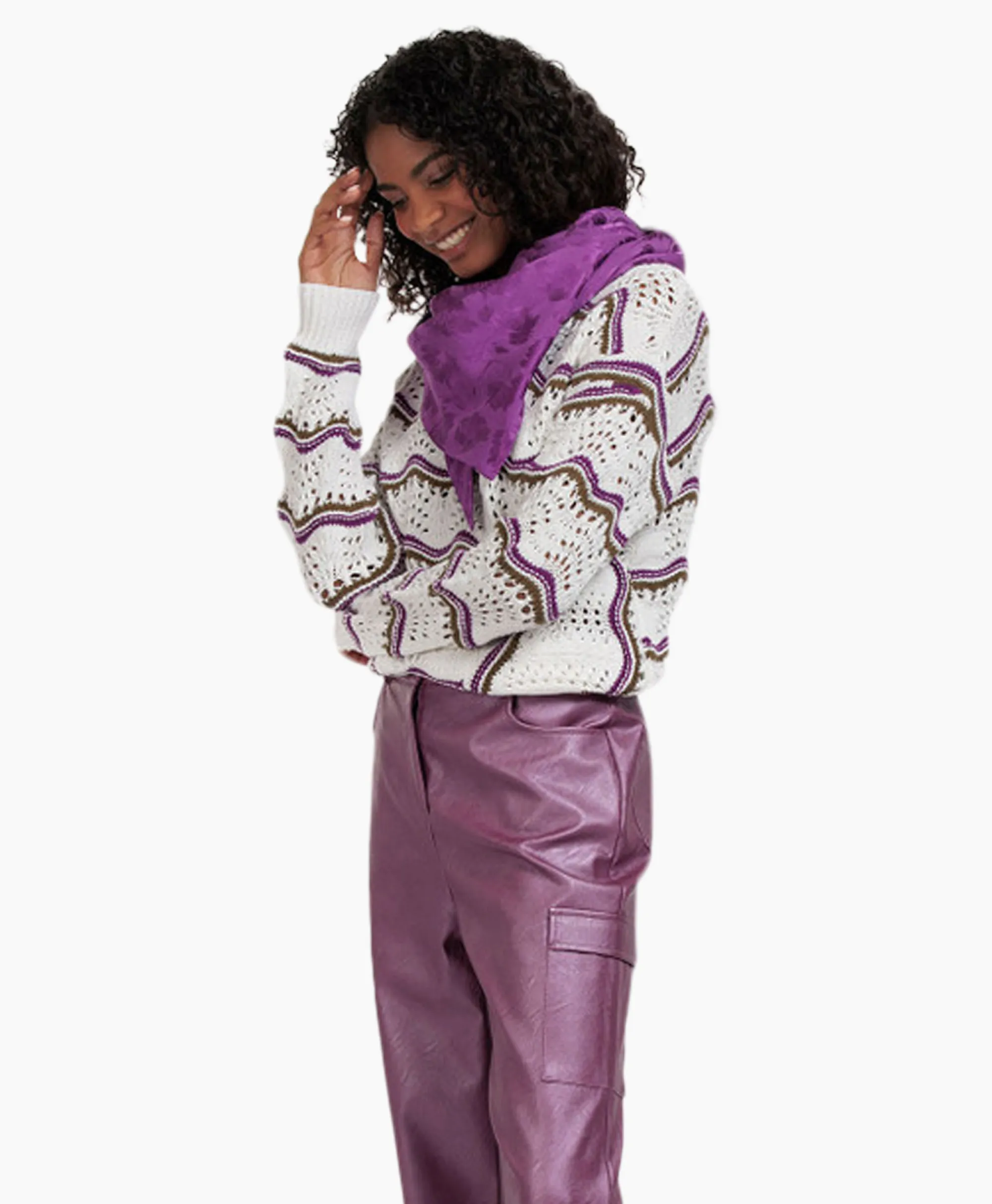 Studio Anneloes Pullover Leana Ajour Ecru*Dames Truien