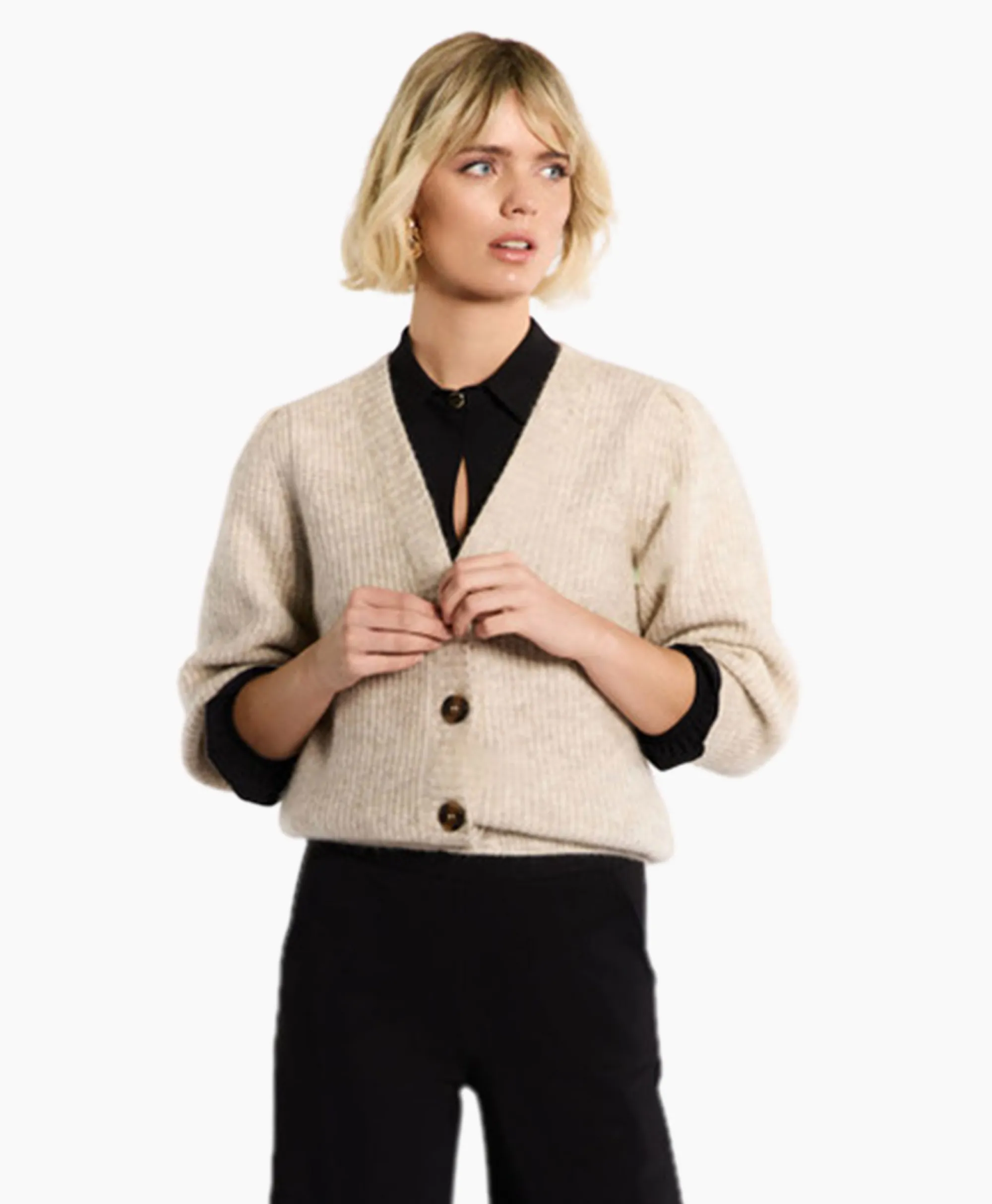 Studio Anneloes Vest Mandy Mohair Cardigan Zand*Dames Vesten