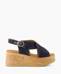 Via Vai Sandaal Met Hak Sissel Capri Blauw*Dames Sandalen