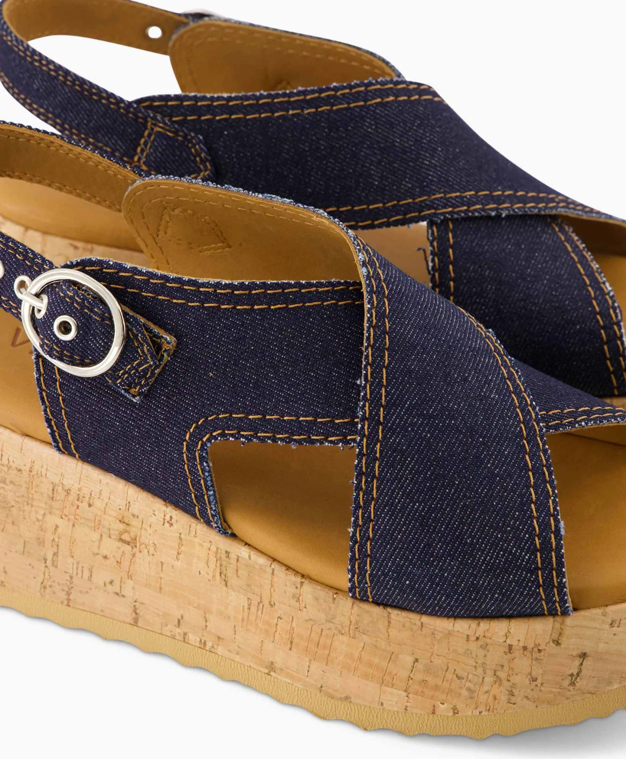 Via Vai Sandaal Met Hak Sissel Capri Blauw*Dames Sandalen