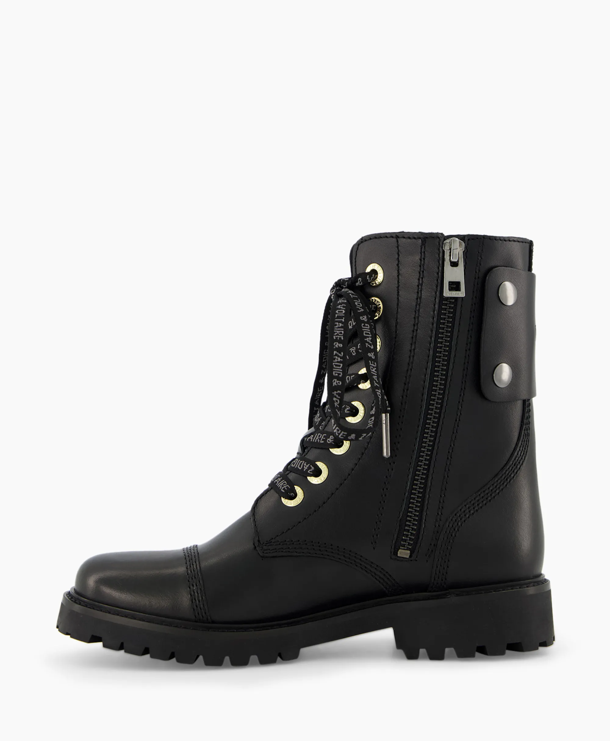 Zadig & Voltaire Zadig & Voltaire Enkellaars Joe Smooth Cowskin + Side Prin Zwart*Dames Laarzen