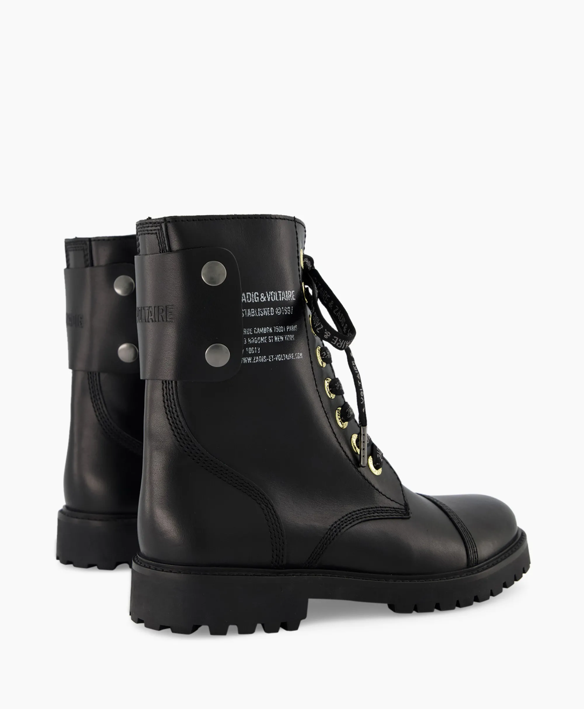 Zadig & Voltaire Zadig & Voltaire Enkellaars Joe Smooth Cowskin + Side Prin Zwart*Dames Laarzen