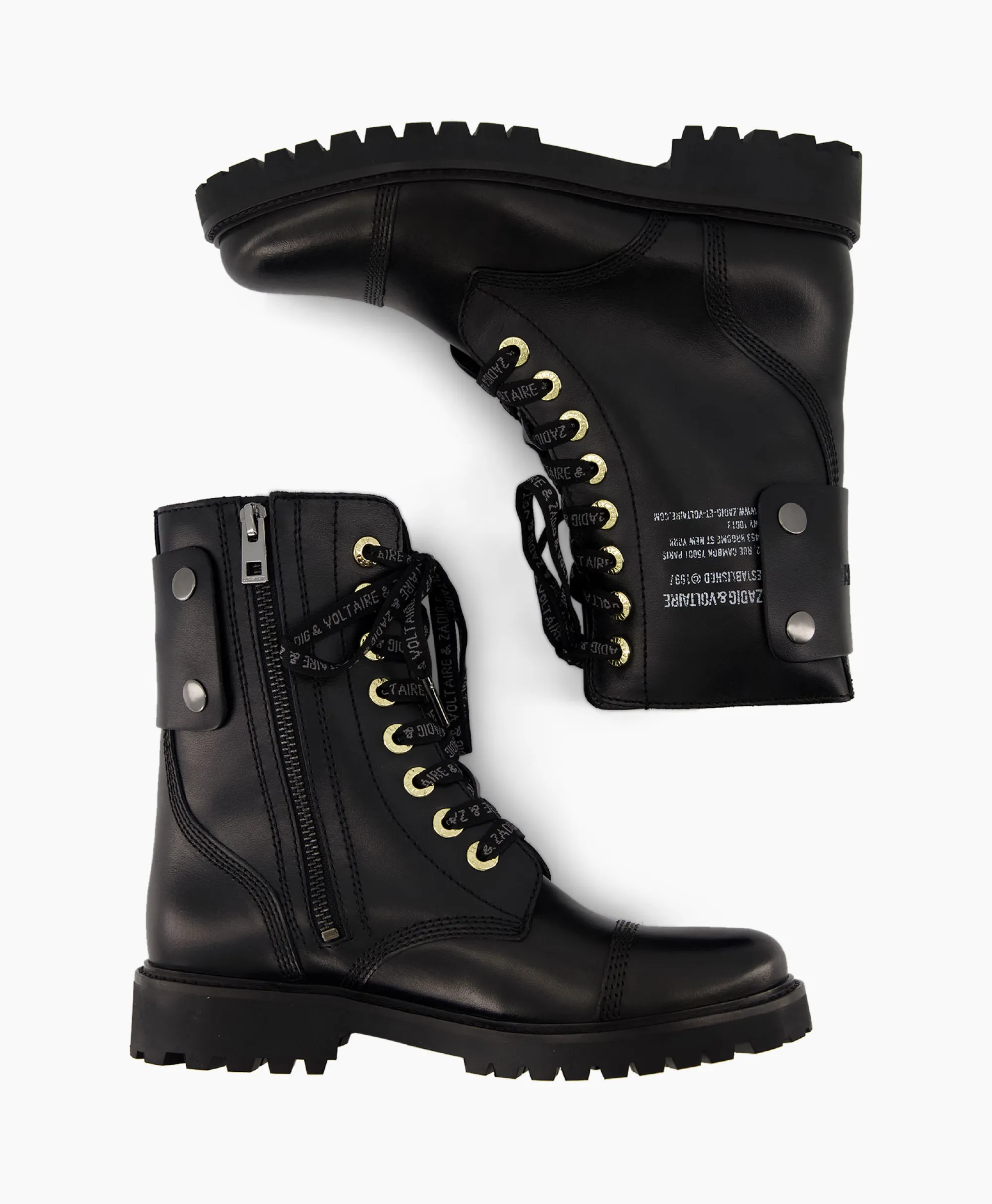 Zadig & Voltaire Zadig & Voltaire Enkellaars Joe Smooth Cowskin + Side Prin Zwart*Dames Laarzen