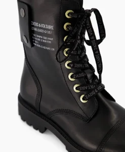 Zadig & Voltaire Zadig & Voltaire Enkellaars Joe Smooth Cowskin + Side Prin Zwart*Dames Laarzen