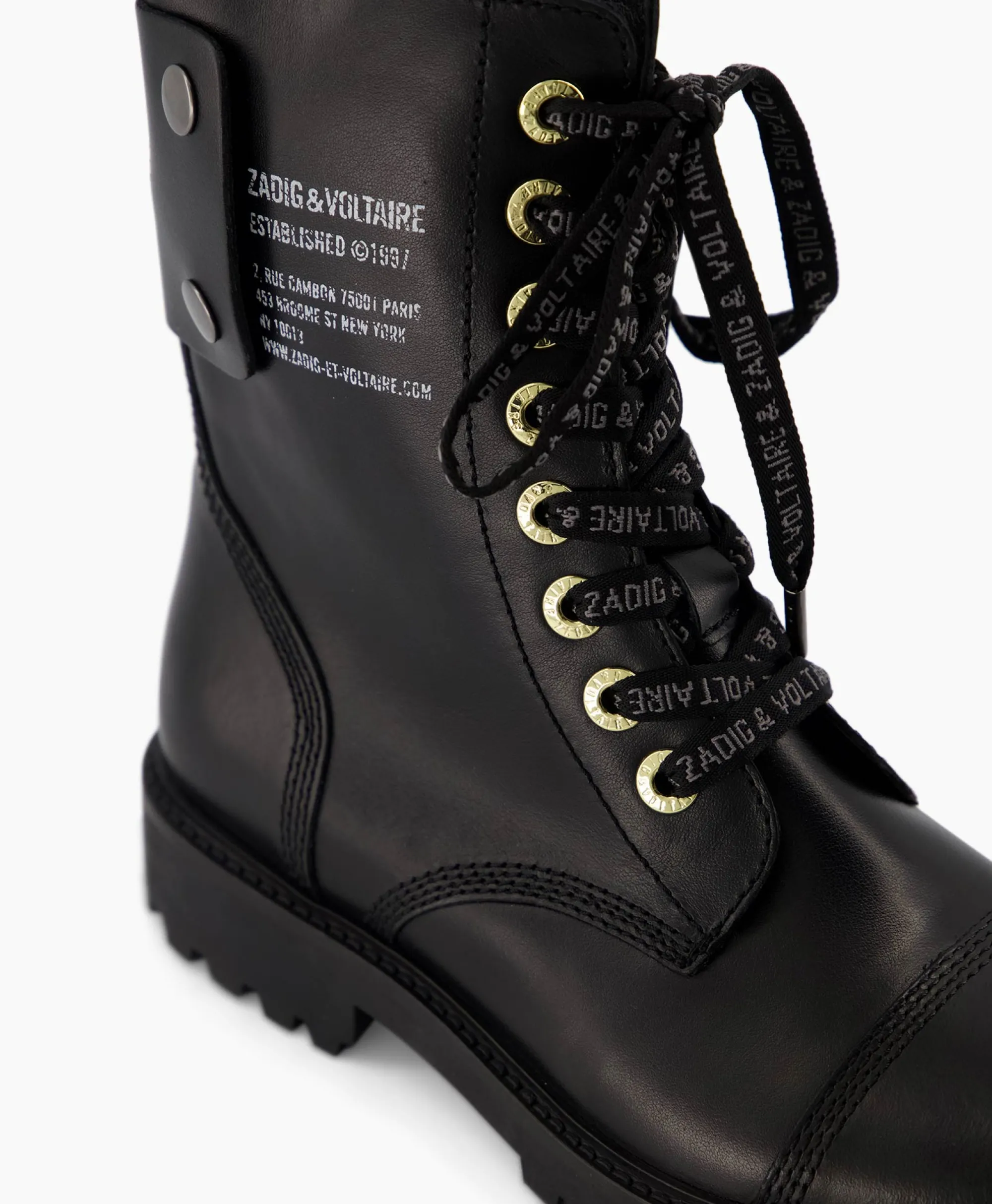 Zadig & Voltaire Zadig & Voltaire Enkellaars Joe Smooth Cowskin + Side Prin Zwart*Dames Laarzen