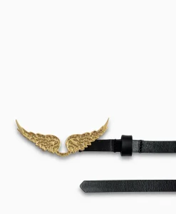 Zadig & Voltaire Zadig & Voltaire Riem Rock Natural Leather Zwart*Dames Riemen