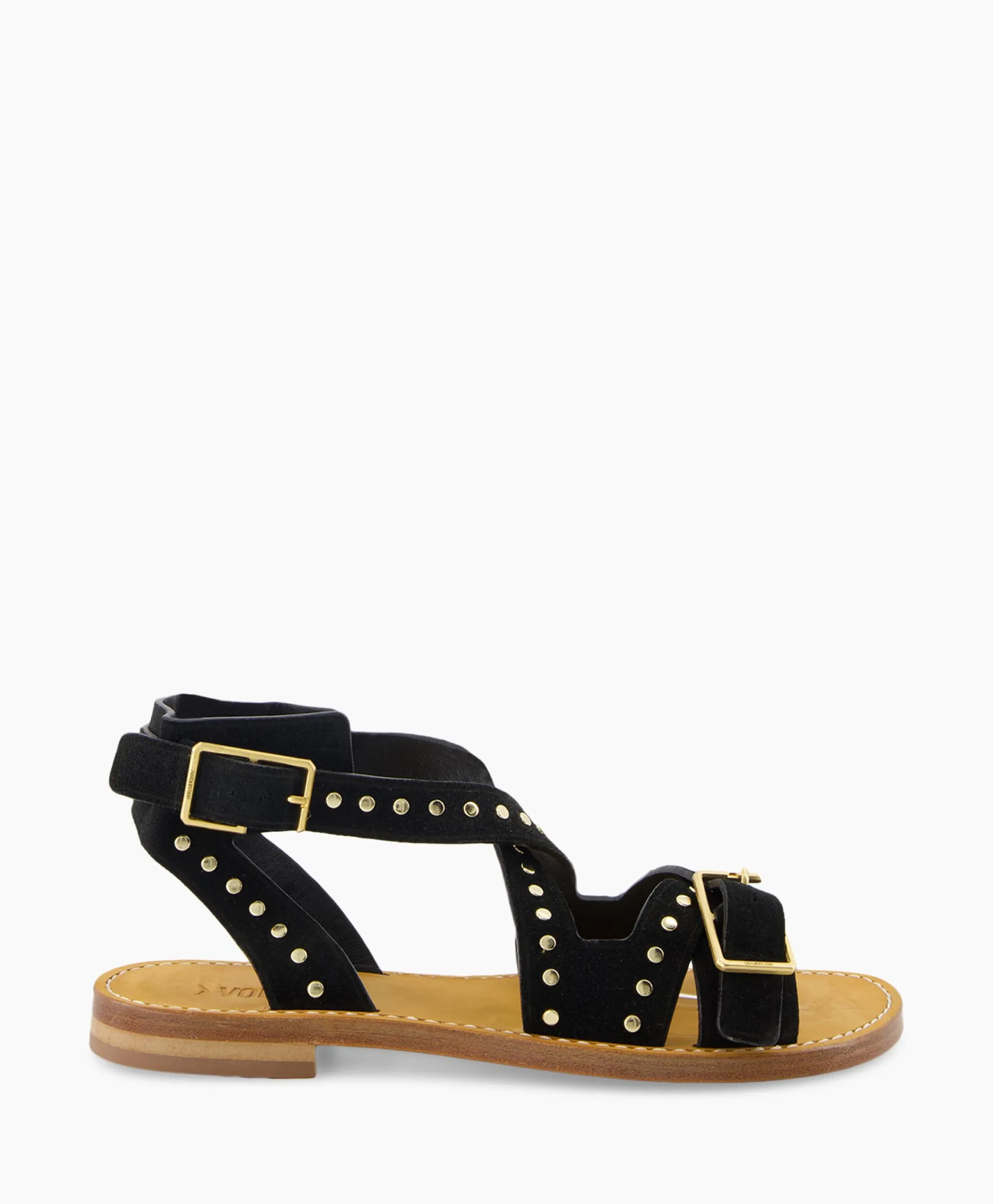 Zadig & Voltaire Zadig & Voltaire Sandaal Zonder Hak Cecilia Caprese Suede + Studs Zwart*Dames Sandalen