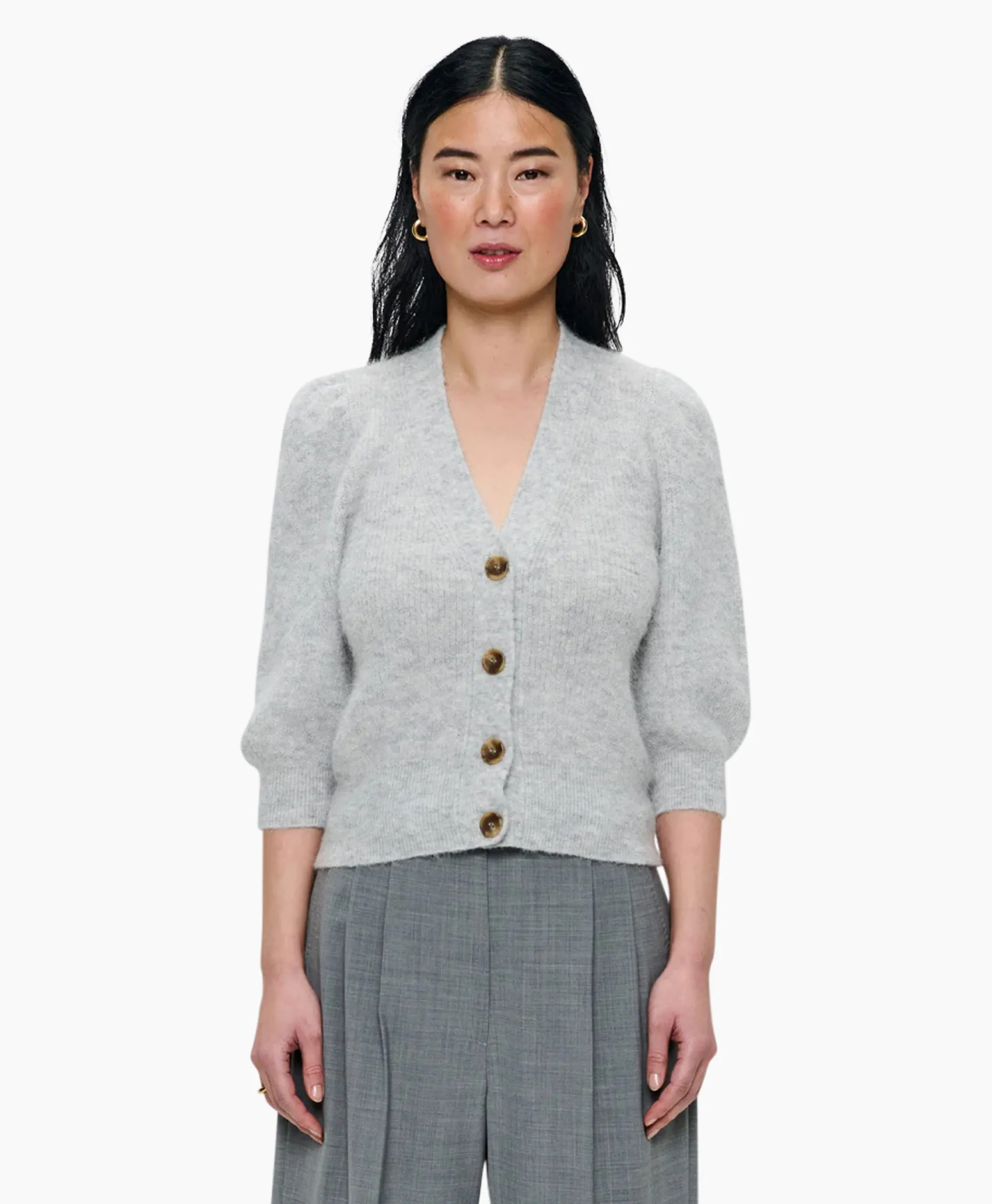 Zenggi Vest Cropped 3/4 Sleeve Licht Grijs*Dames Vesten